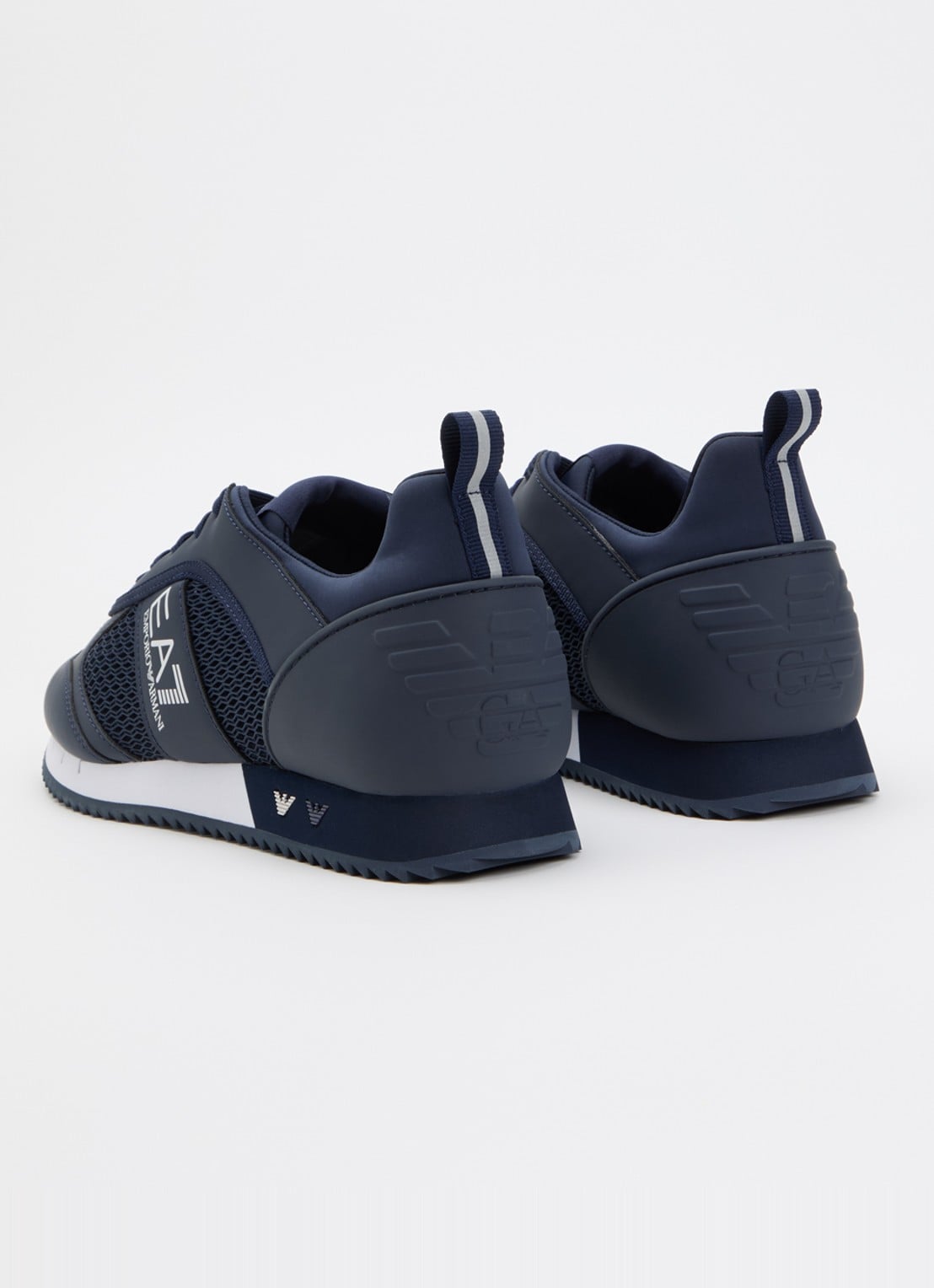 Armani Sneaker van mesh met logo - achterkant 5 donkerblauw