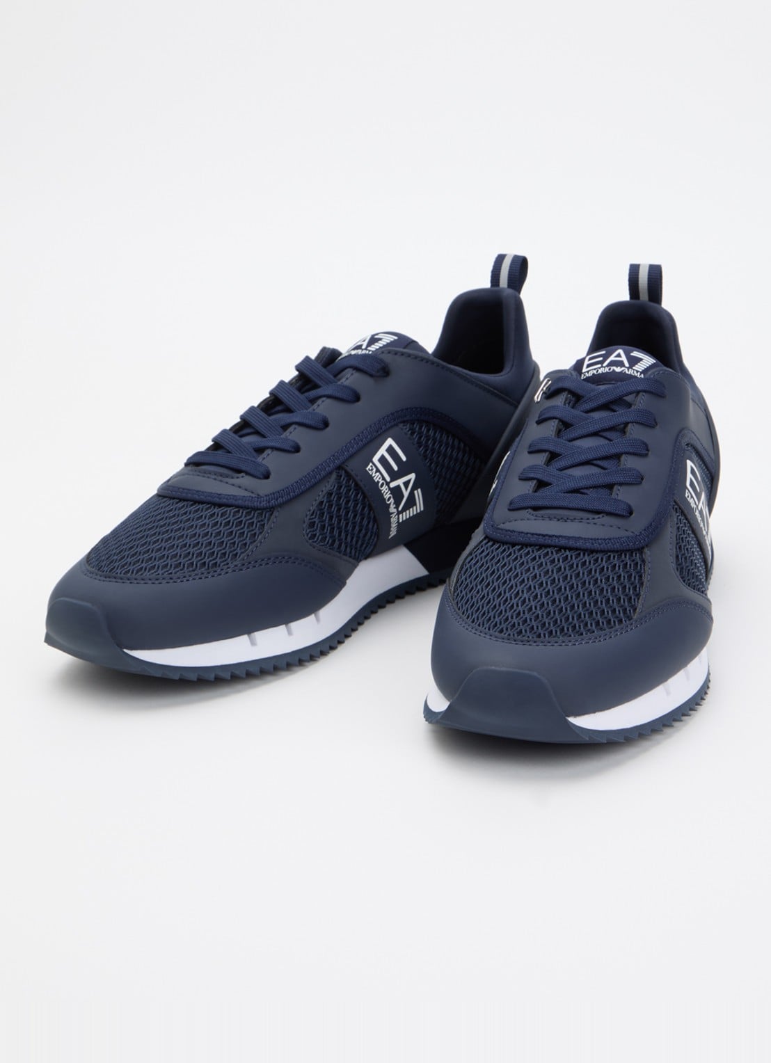 Armani Sneaker van mesh met logo - detail 2 donkerblauw