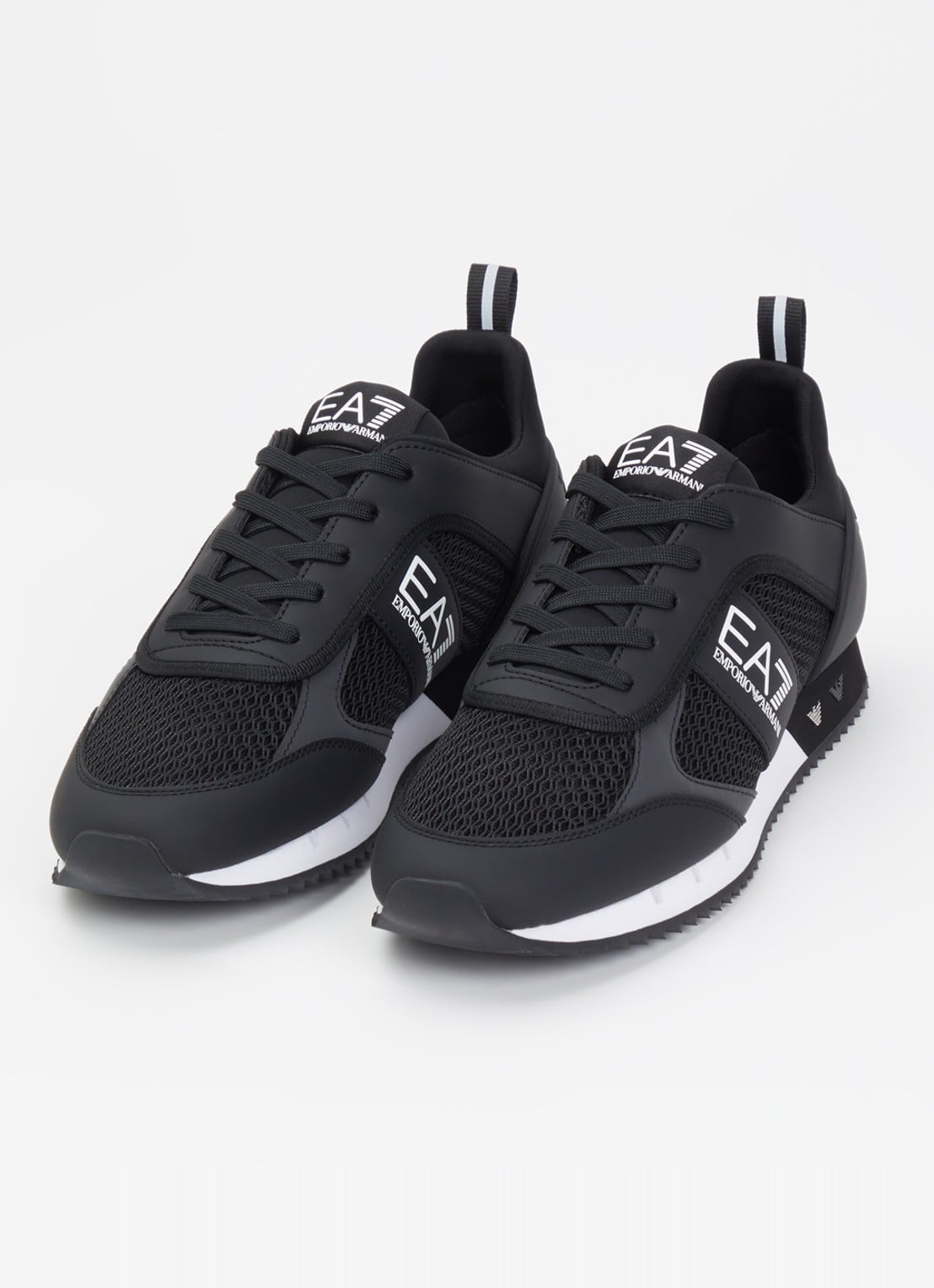 Armani Sneaker van mesh met logo - detail 3 zwart