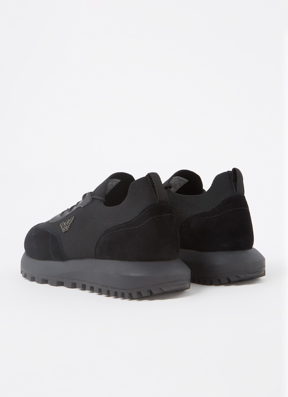 Armani Sneaker van mesh met suède details - achterkant zwart