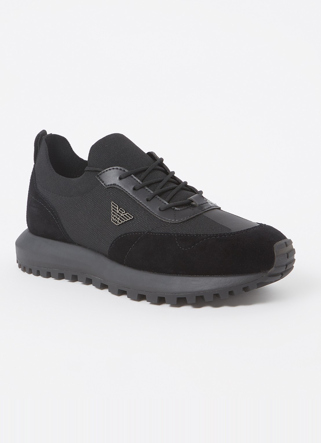 Armani Sneaker van mesh met suède details - voorkant 2 zwart