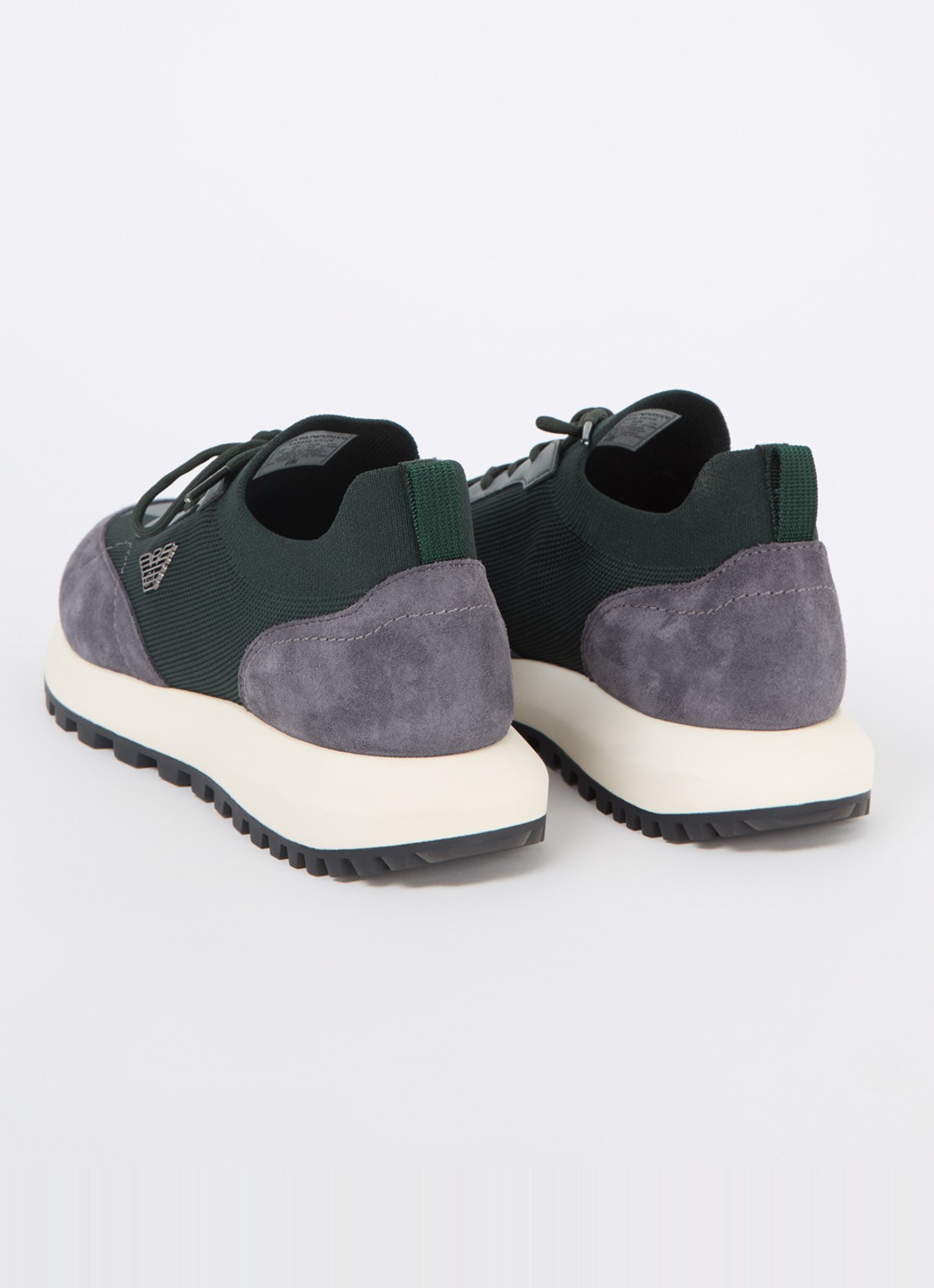 Armani Sneaker van mesh met suède details - achterkant donkergroen