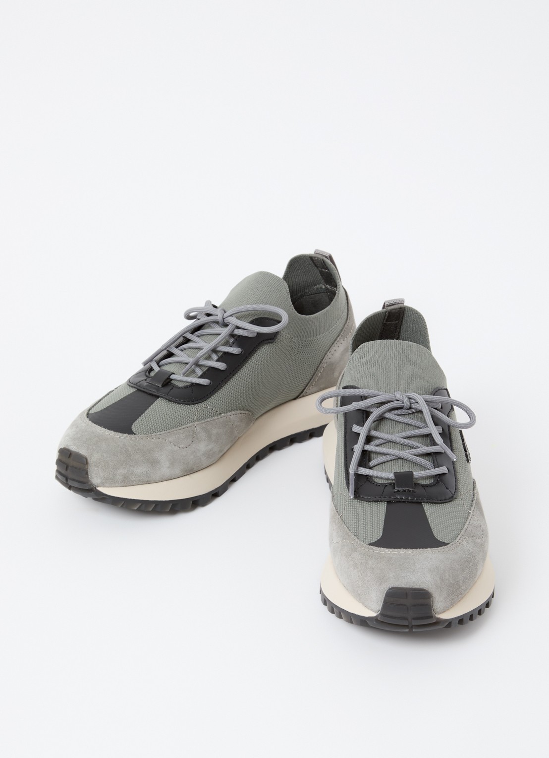 Armani Sneaker van mesh met suède details - detail grijs