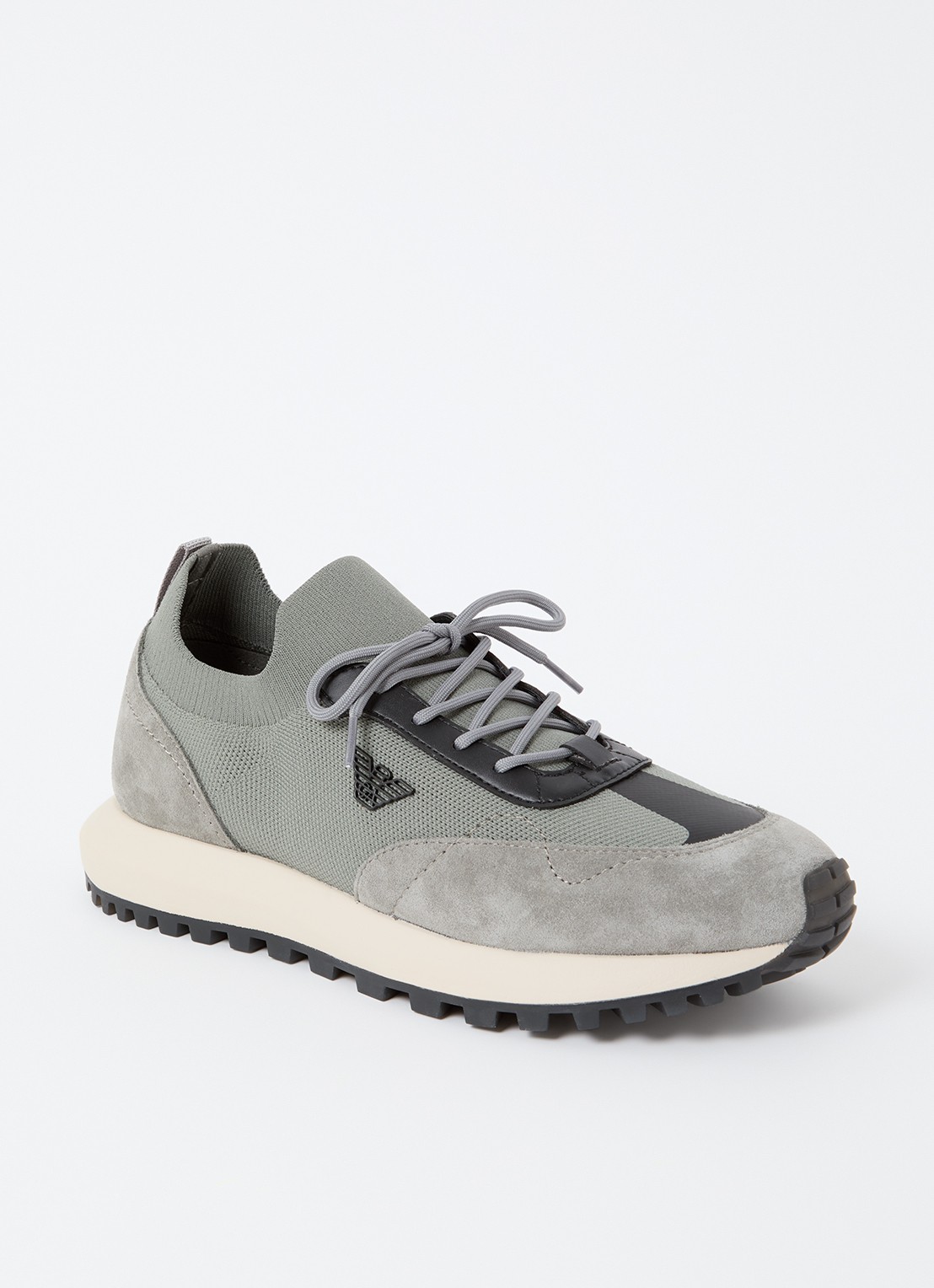 Armani Sneaker van mesh met suède details - voorkant 5 grijs