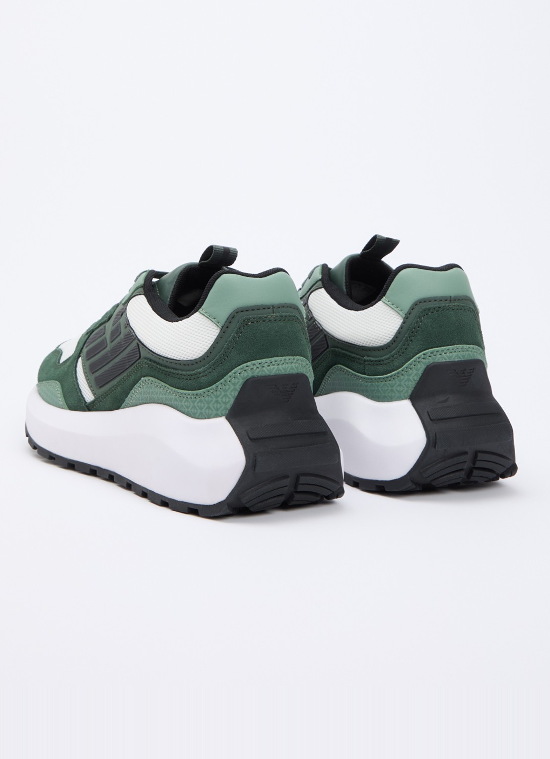Armani Sneaker van suède met details van mesh - achterkant 2 donkergroen