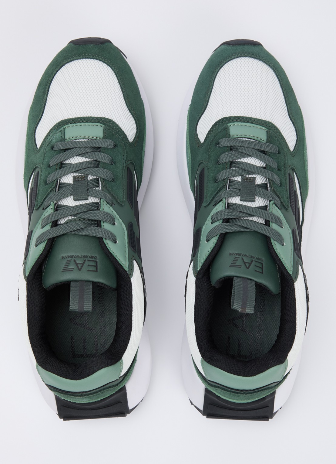Armani Sneaker van suède met details van mesh - detail 4 donkergroen