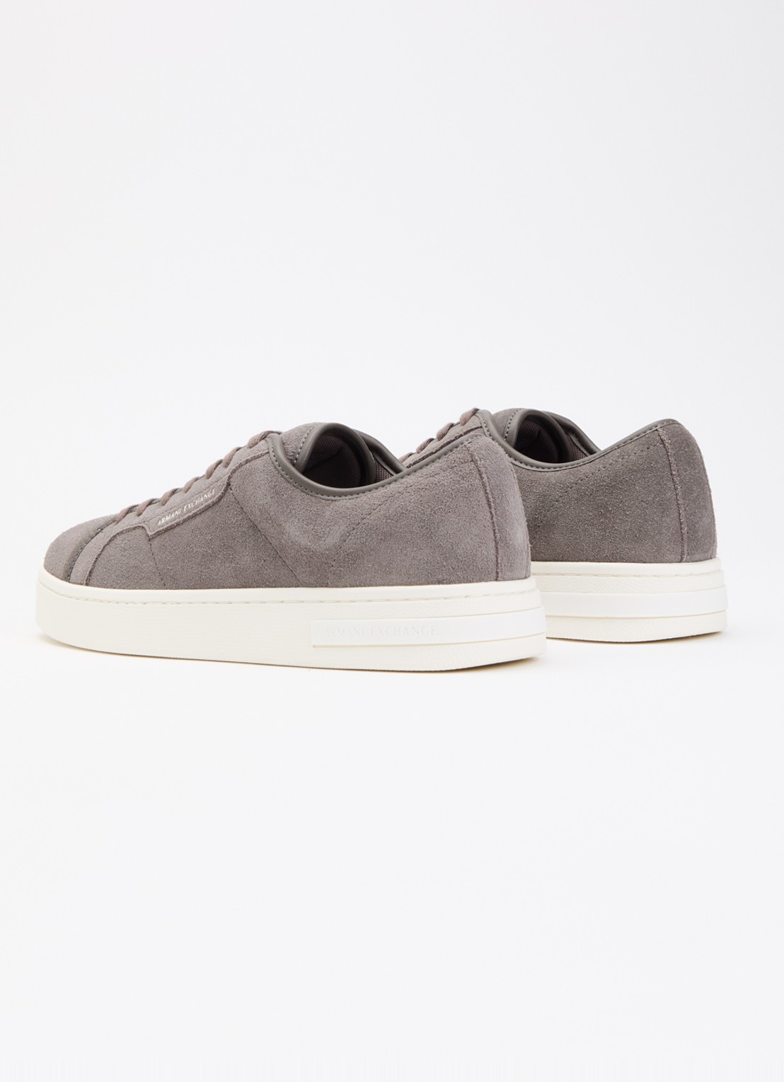 Armani Sneaker van suède met logo - achterkant 2 middengrijs