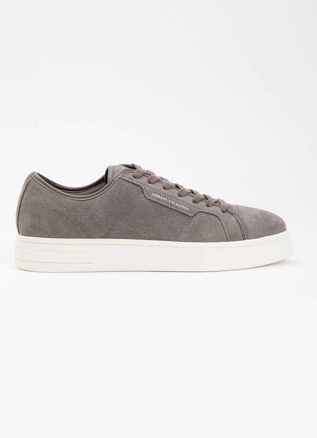 Armani Sneaker van suède met logo - voorkant middengrijs