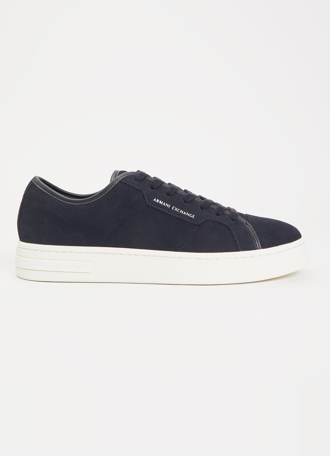 Armani Sneaker van suède met logo - voorkant donkerblauw