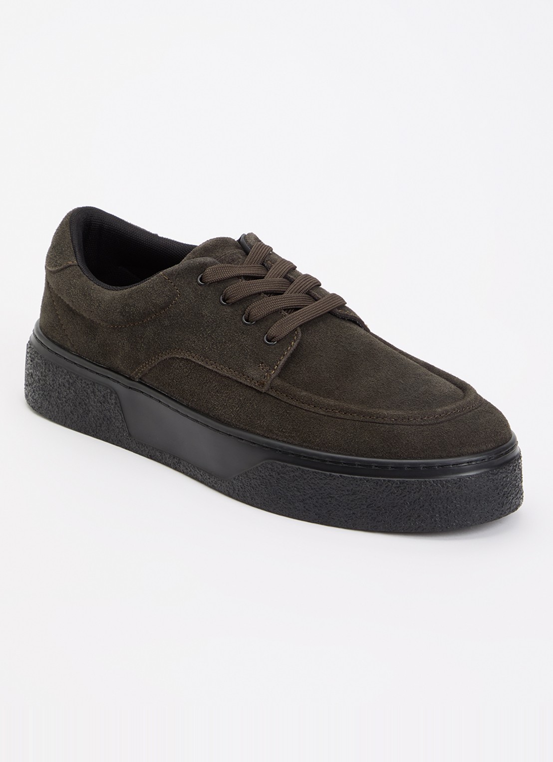 Armani Sneaker van suède  - voorkant bronsgroen
