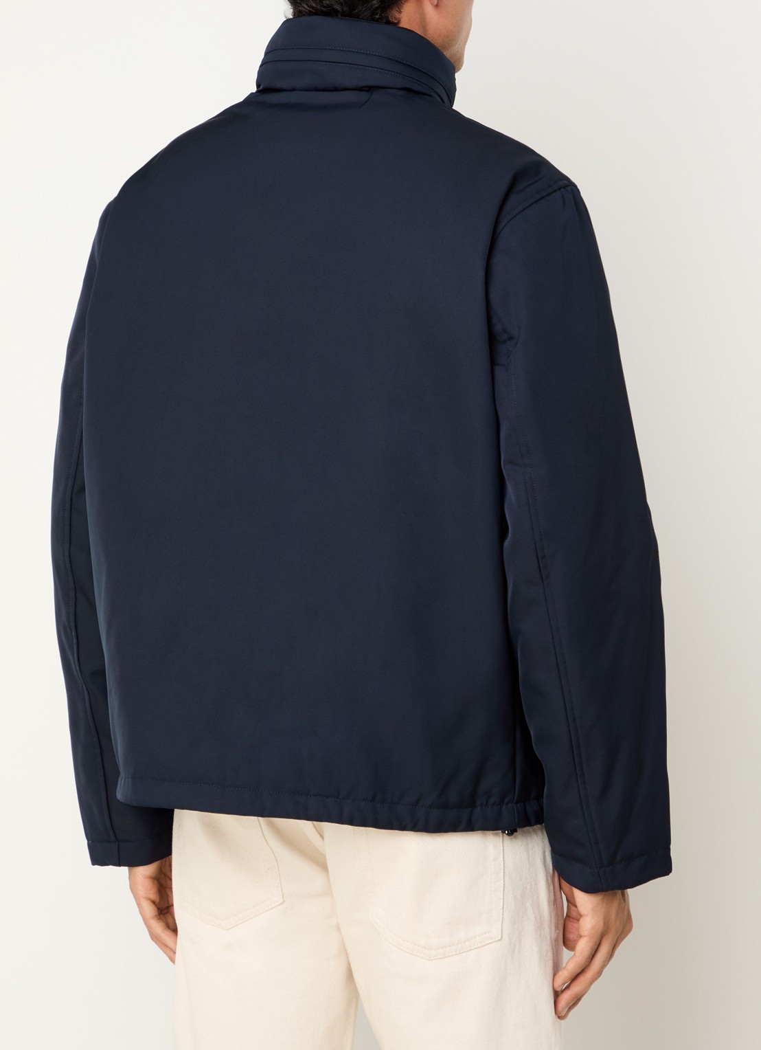 Armani Softshell jack met opbergbare capuchon en ritszakken - achterkant 3 donkerblauw