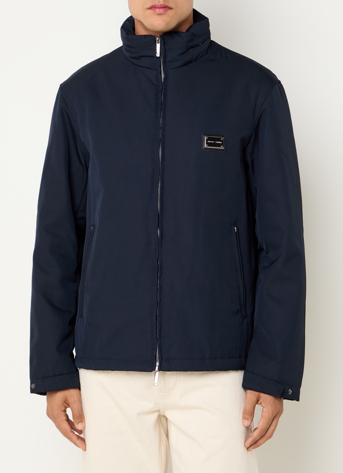 Armani Softshell jack met opbergbare capuchon en ritszakken - detail 4 donkerblauw