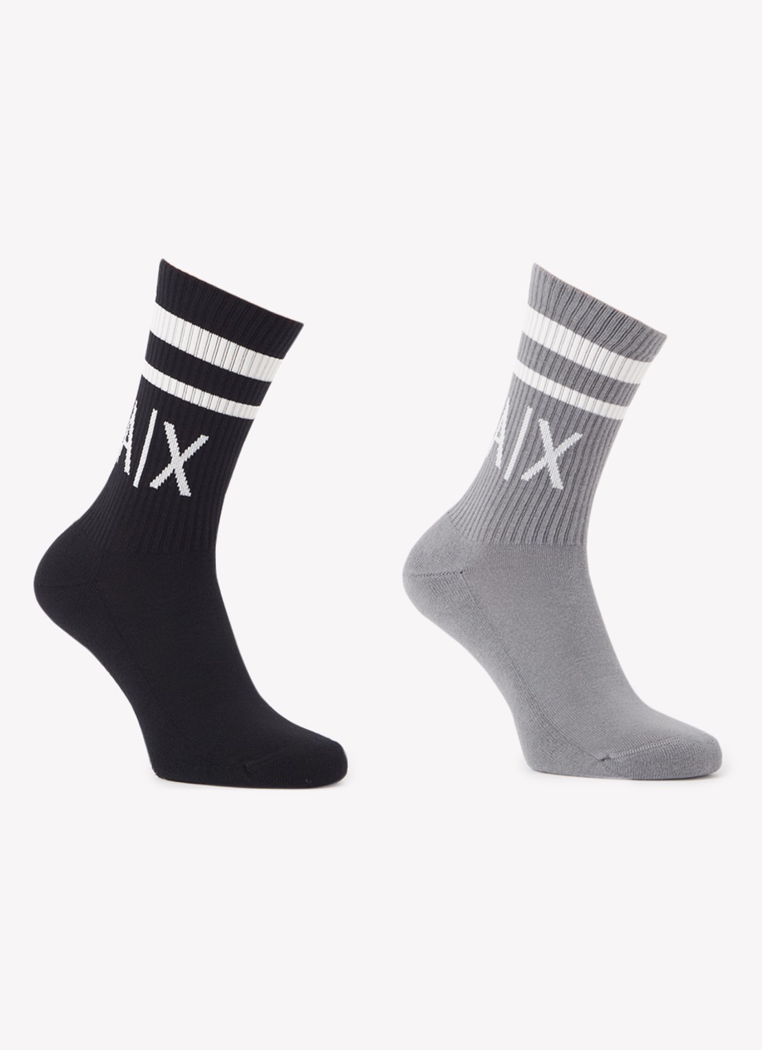 Armani Sokken met logo in 2-pack - voorkant lichtgrijs