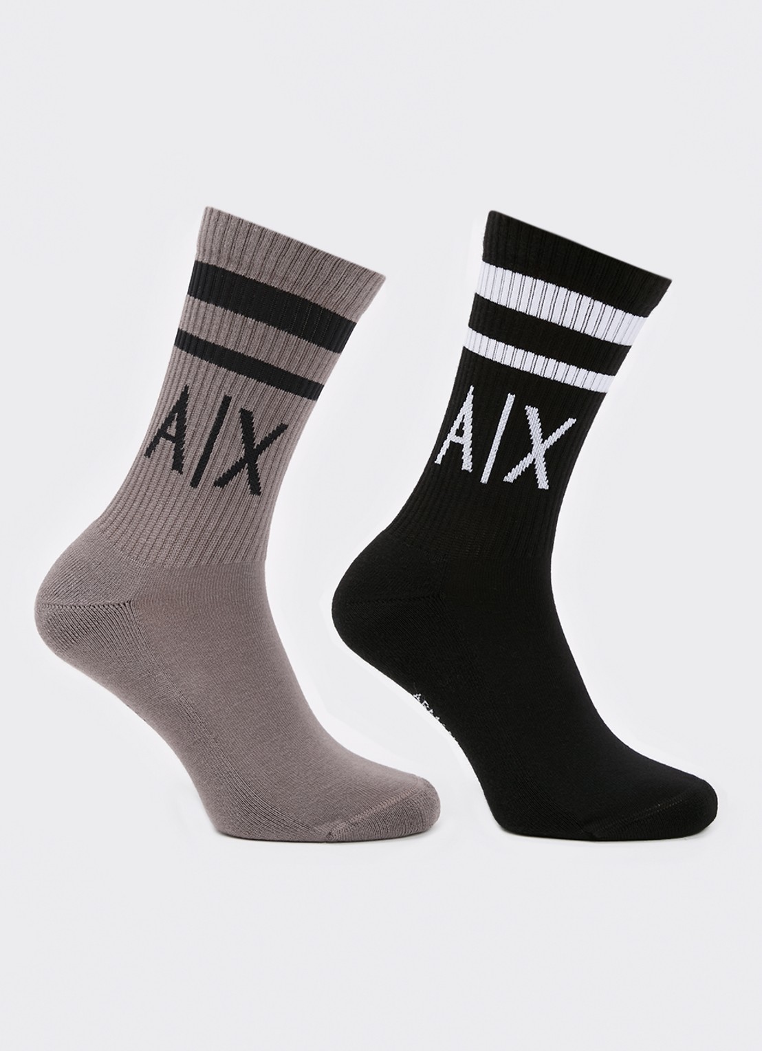 Armani Sokken met logo in 2-pack - voorkant zand