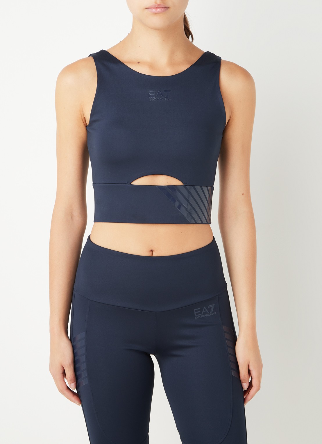 Armani Sport bh met light support en logo - detail donkerblauw
