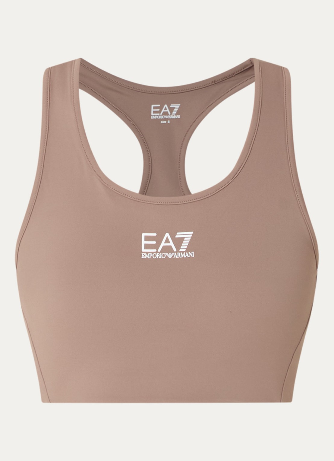 Armani Sport bh met medium support en logo - voorkant taupe