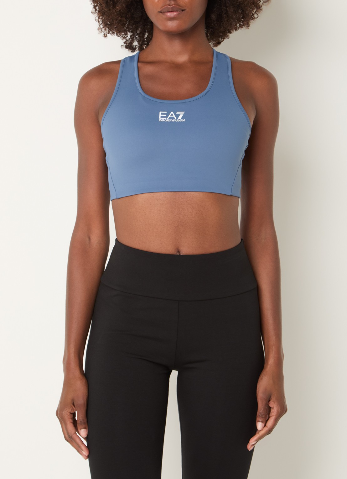 Armani Sport bh met medium support en logo - detail 3 staalblauw