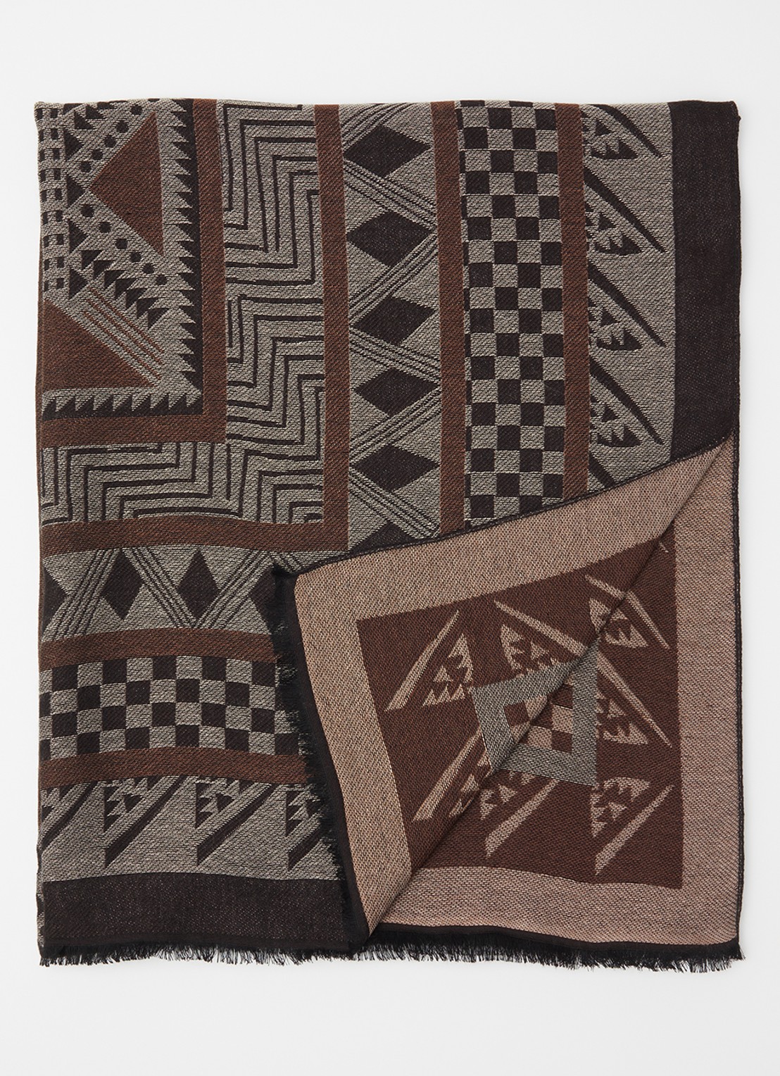 Armani Stole sjaal met grafische print 178 x 72 cm - voorkant 3 bruin