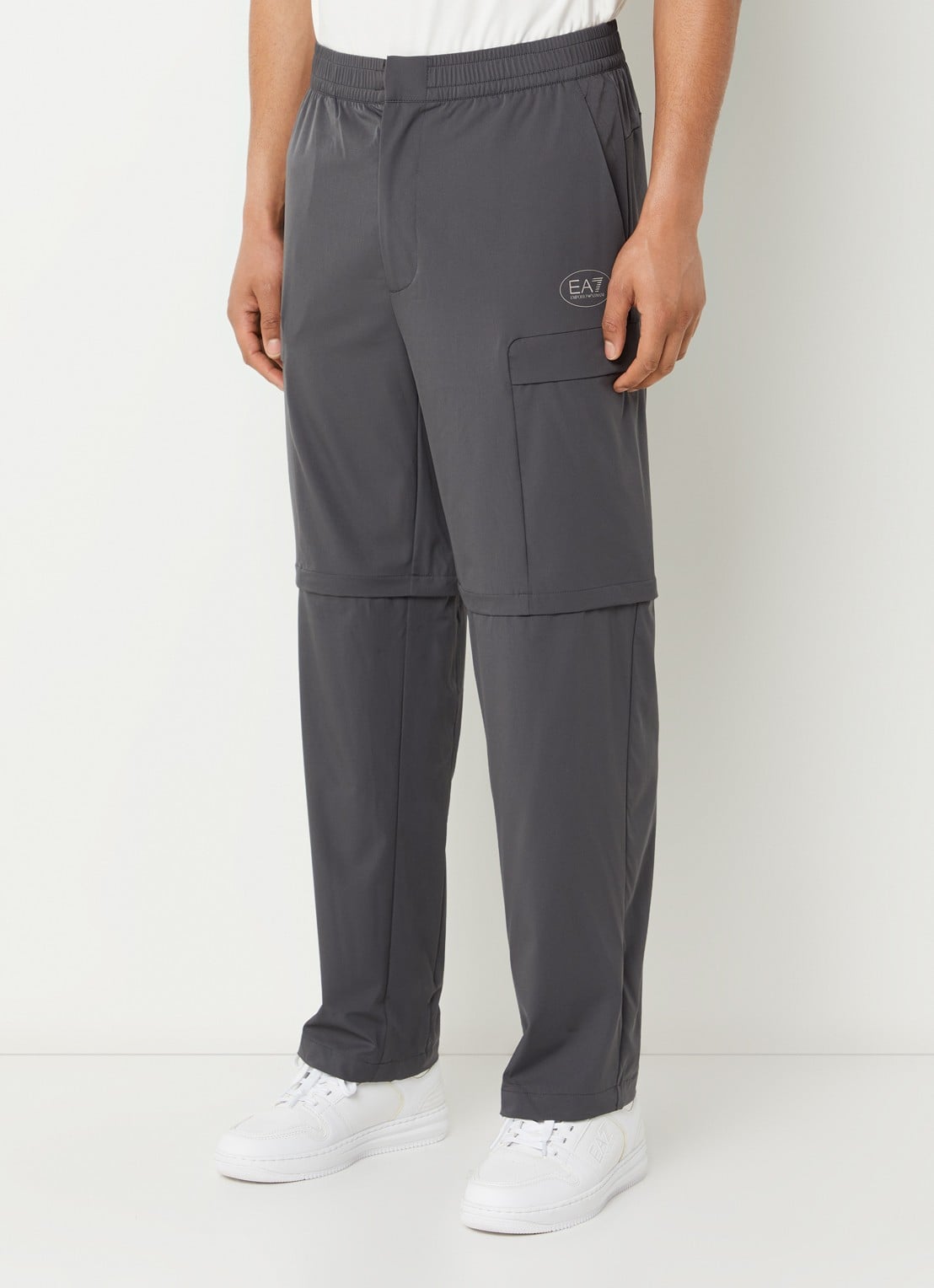 Armani Straight fit broek met logo en steekzakken - detail antraciet
