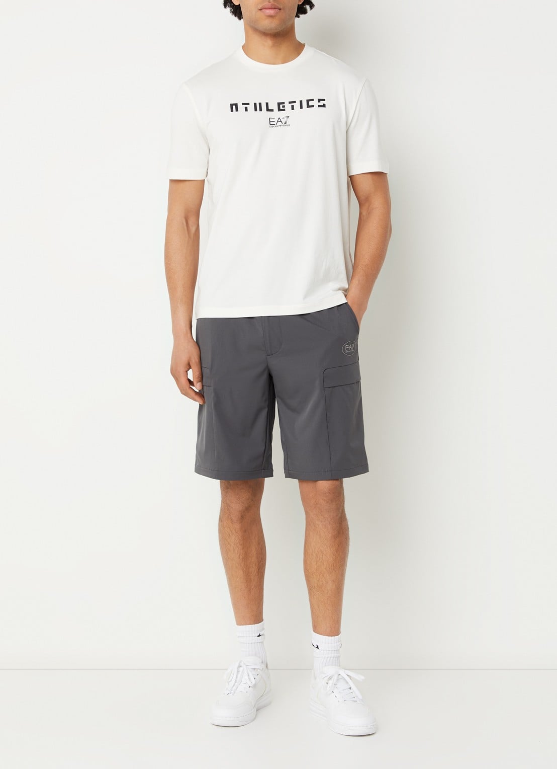 Armani Straight fit broek met logo en steekzakken - voorkant 4 antraciet