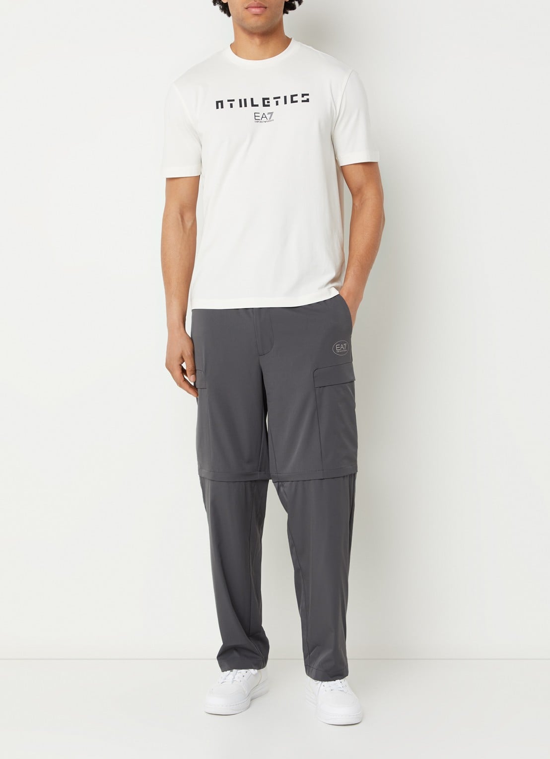 Armani Straight fit broek met logo en steekzakken - voorkant 5 antraciet