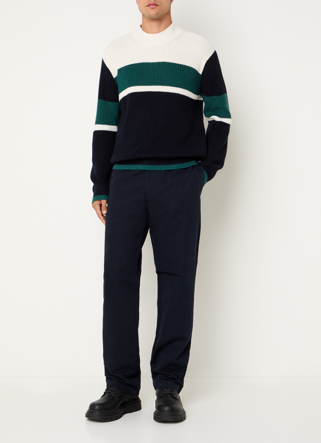 Armani Straight fit broek met steekzakken - voorkant 2 donkerblauw