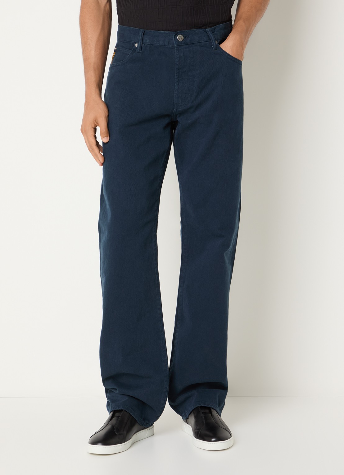Armani Straight fit broek met steekzakken - detail indigo