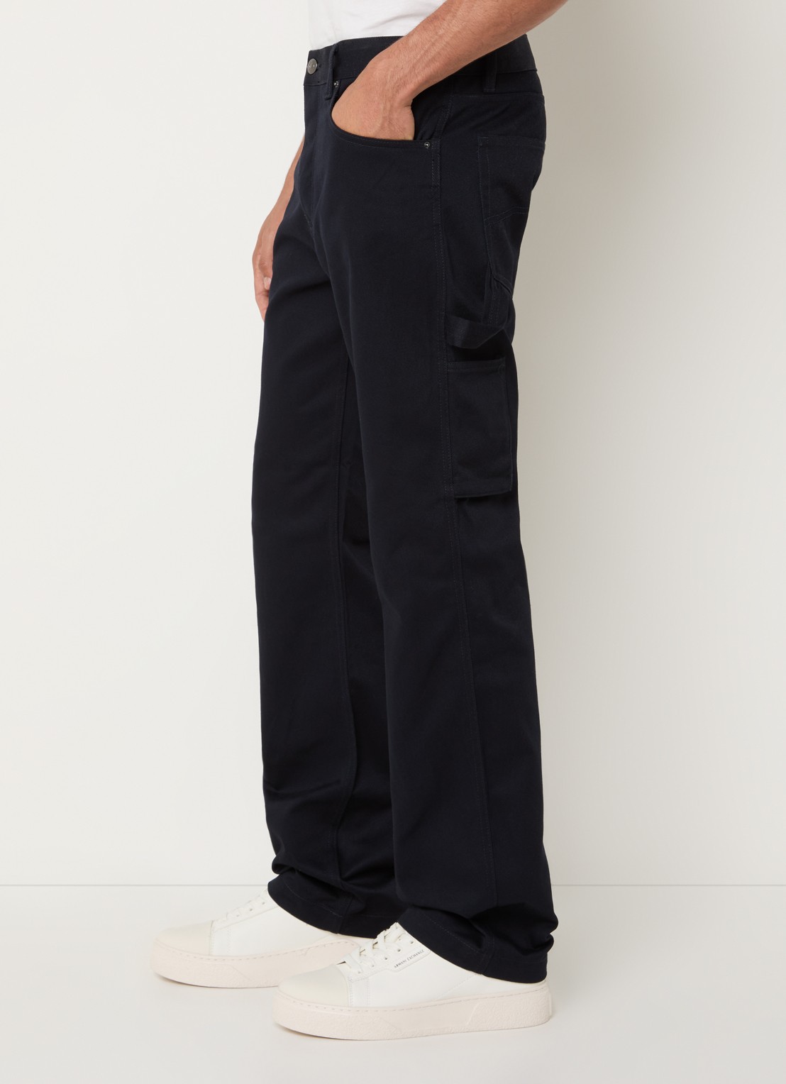 Armani Straight fit cargobroek met steekzakken  - detail 2 donkerblauw