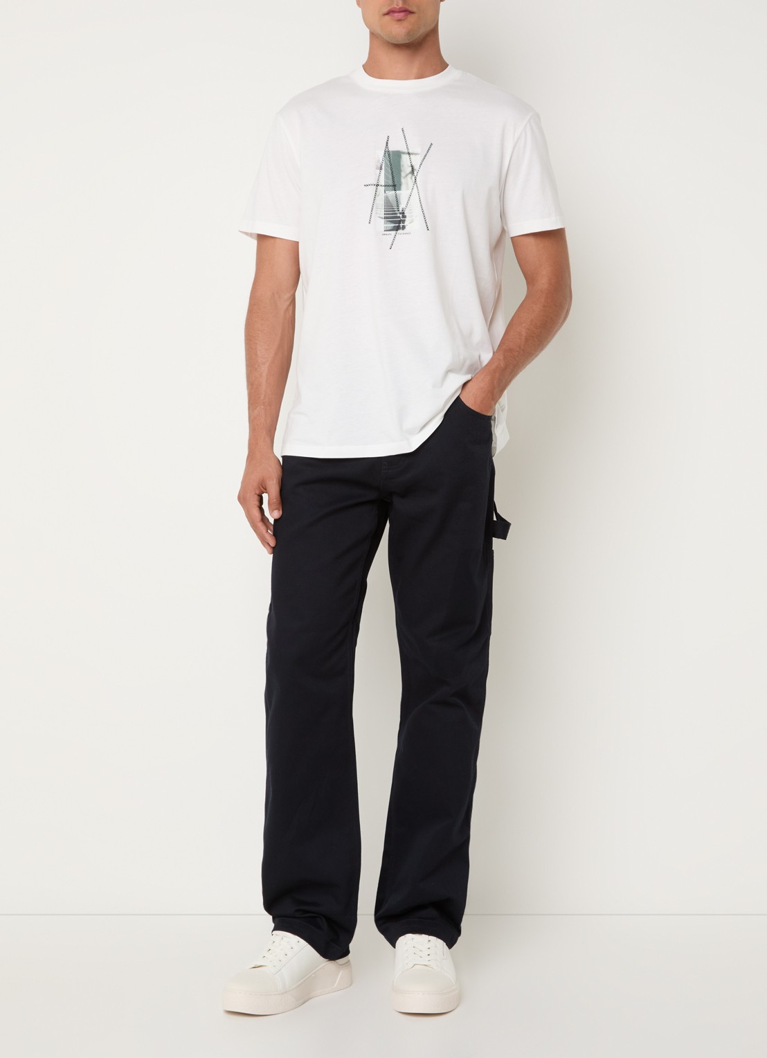 Armani Straight fit cargobroek met steekzakken  - voorkant 4 donkerblauw