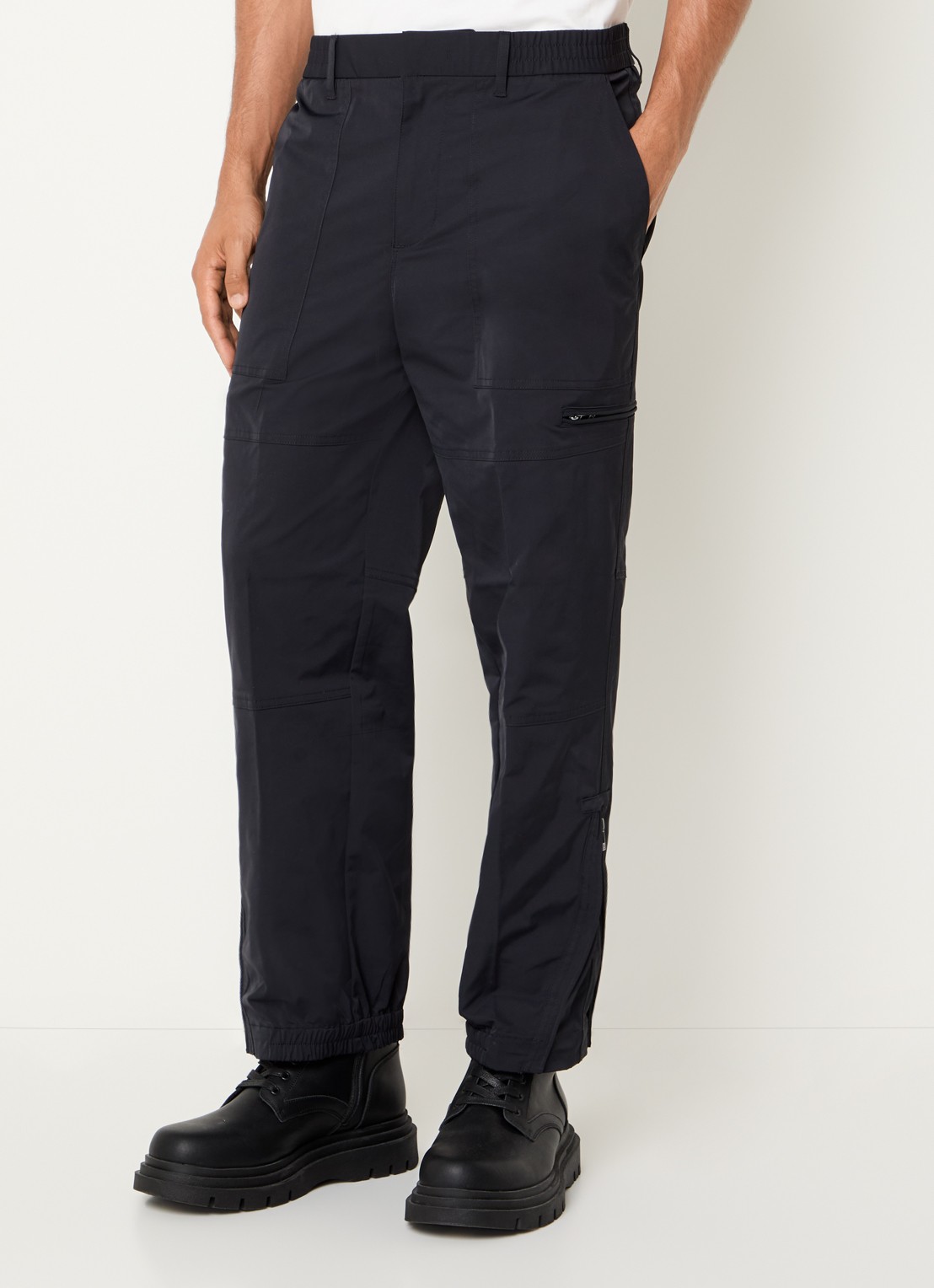 Armani Straight fit cargobroek met steekzakken - detail donkerblauw