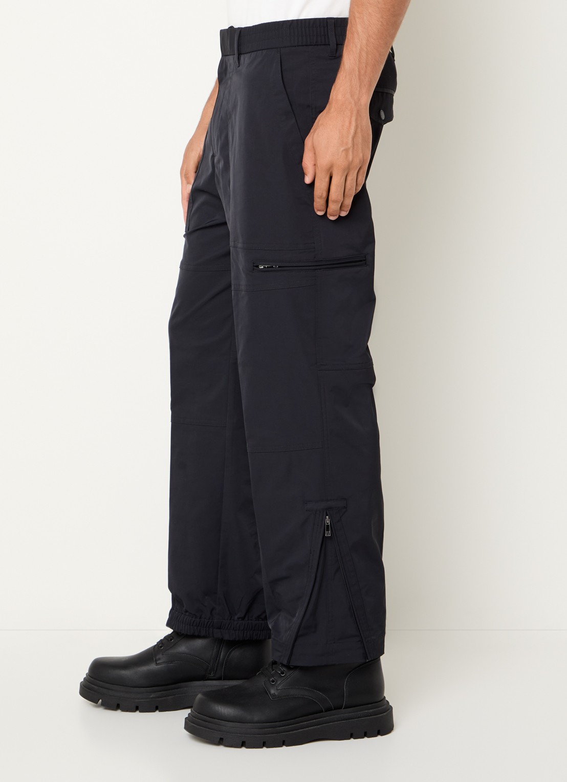Armani Straight fit cargobroek met steekzakken - detail 2 donkerblauw