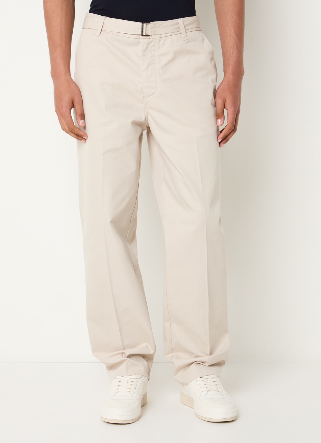 Armani Straight fit chino met ceintuur en steekzakken - detail beige