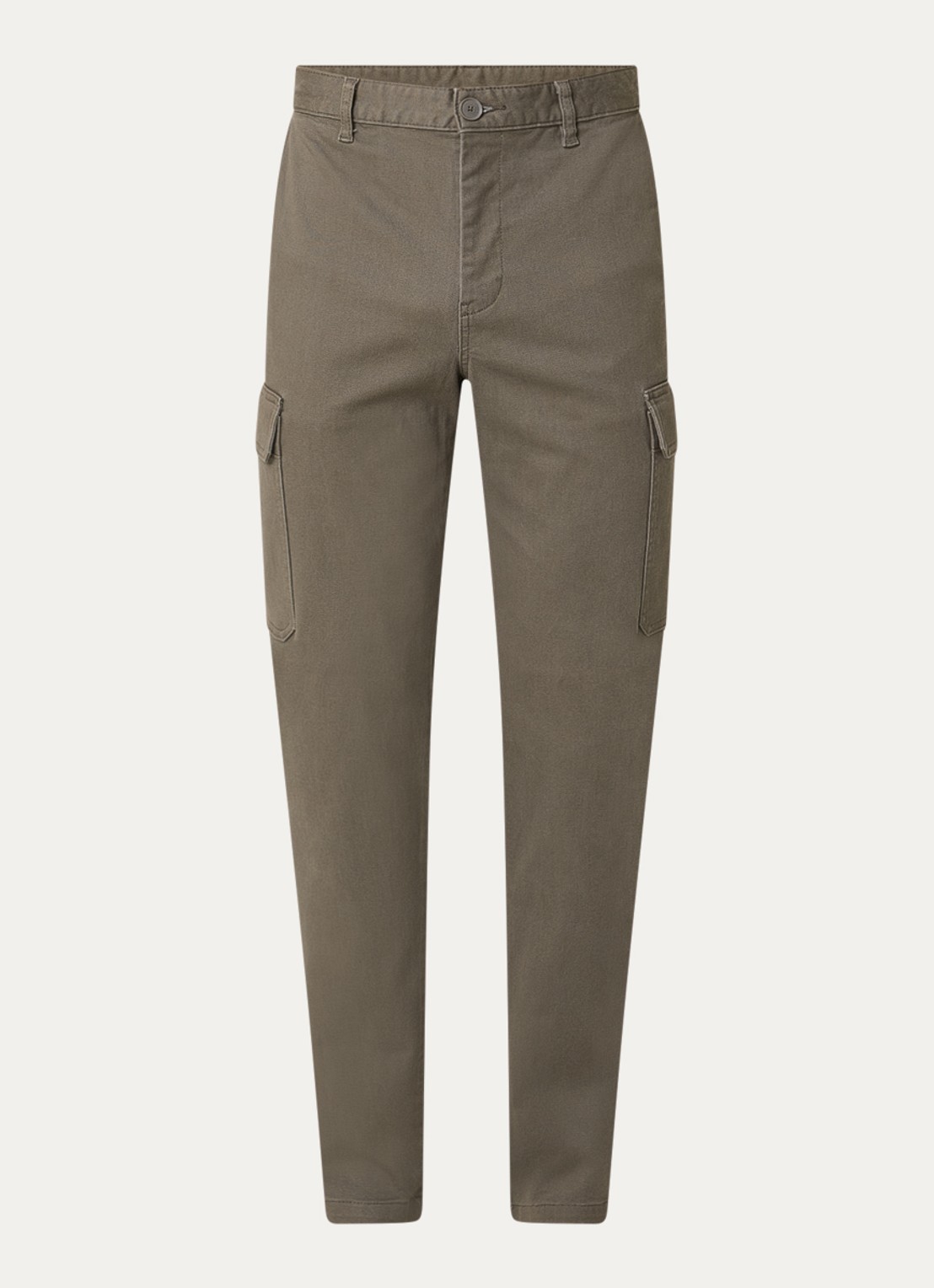 Armani Straight fit chino met klepzakken - voorkant 4 donkerkhaki