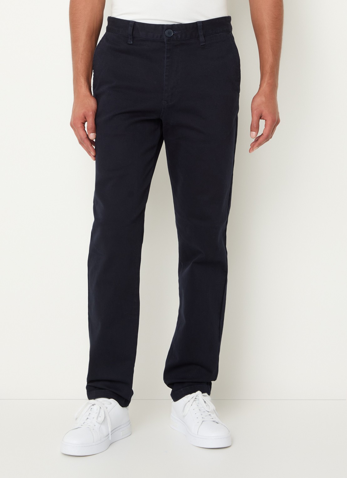 Armani Straight fit chino met steekzaken - detail donkerblauw