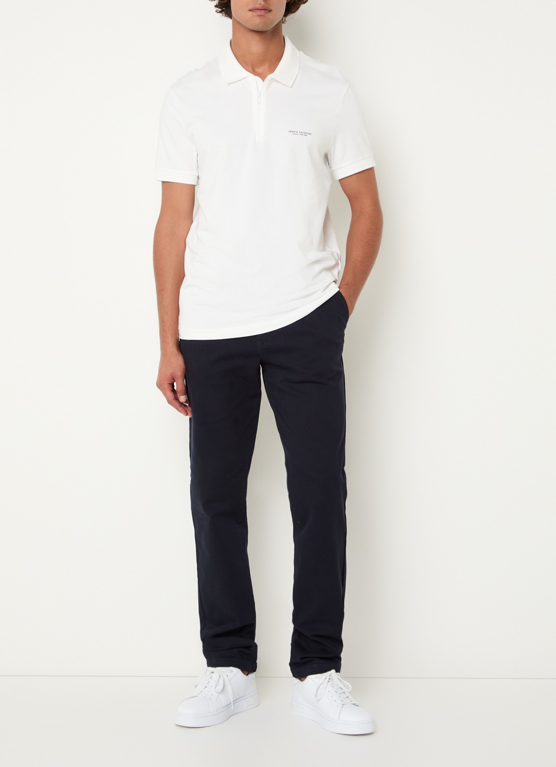 Armani Straight fit chino met steekzaken - voorkant 5 donkerblauw