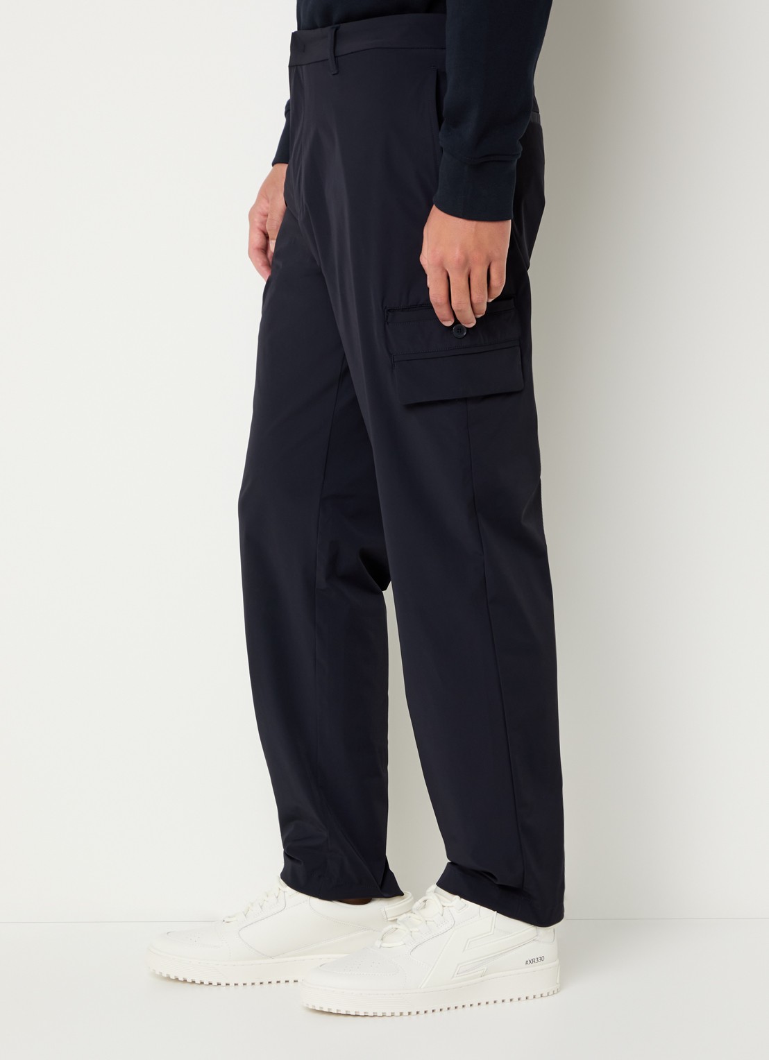 Armani Straight fit chino met steekzakken - detail 5 donkerblauw