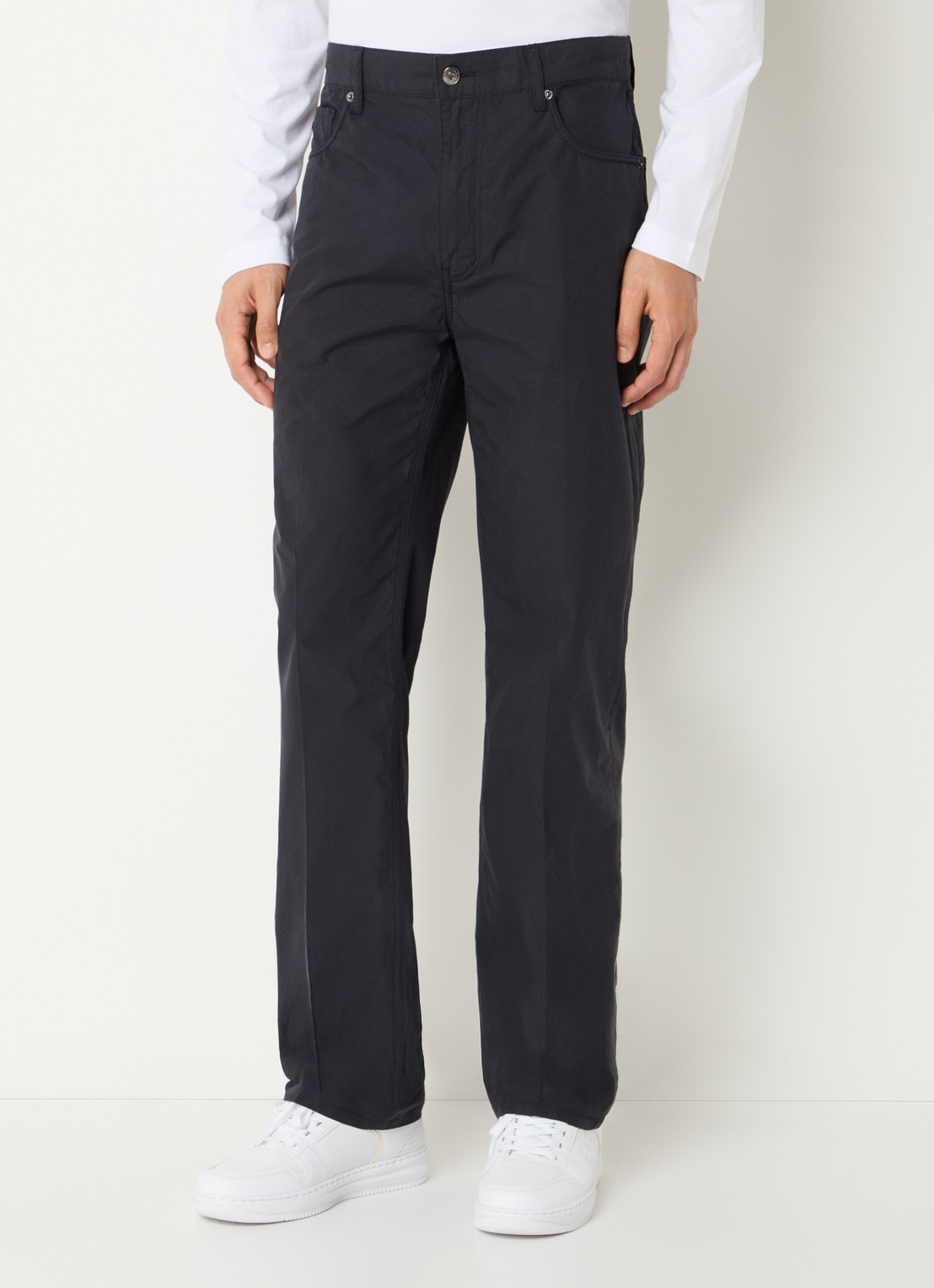 Armani Straight fit chino met steekzakken - detail 3 donkerblauw