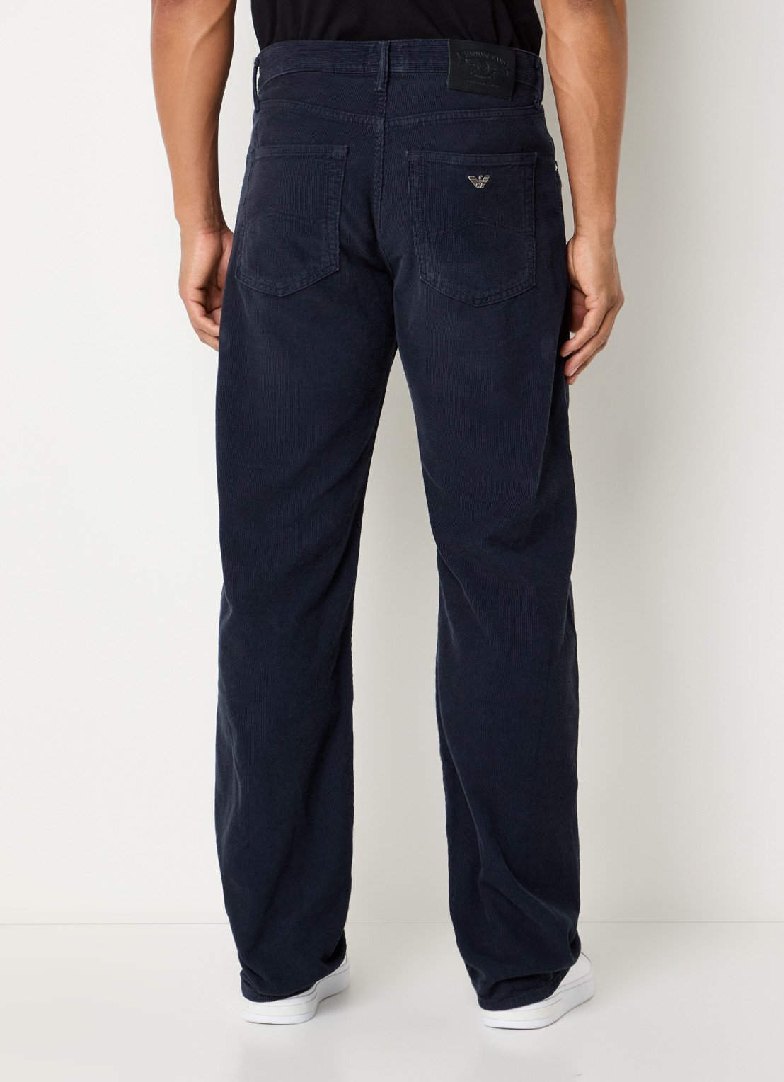 Armani Straight fit chino van corduroy  - achterkant donkerblauw