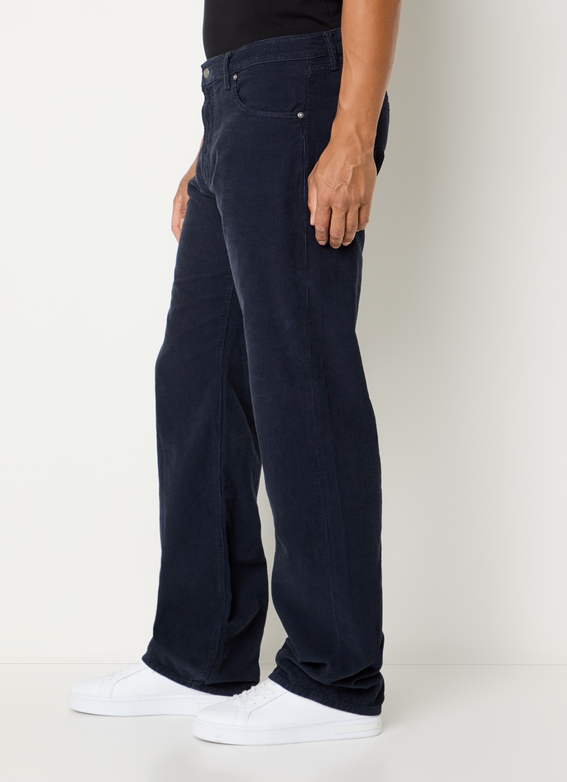 Armani Straight fit chino van corduroy  - detail 3 donkerblauw