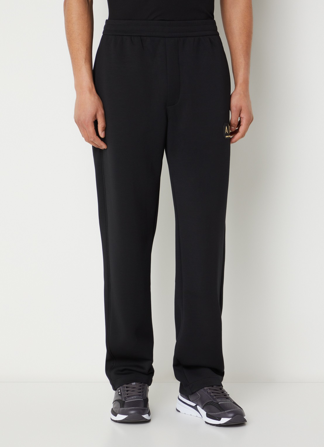 Armani Straight fit joggingbroek met logo - detail 4 zwart