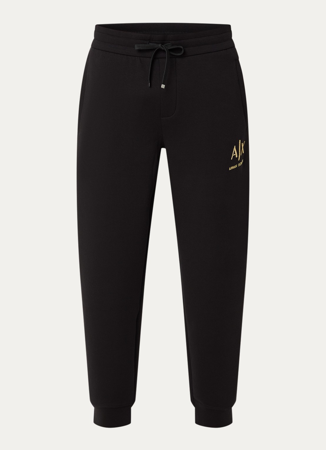 Armani Straight fit joggingbroek met logoborduring - voorkant zwart
