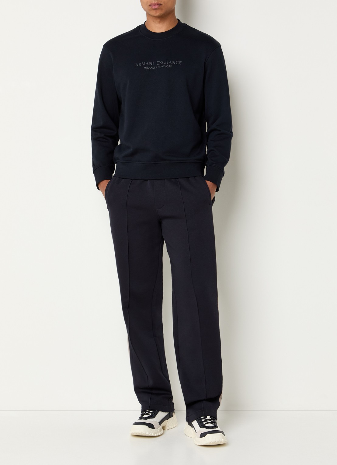 Armani Straight fit joggingbroek met steekzakken - voorkant 5 donkerblauw