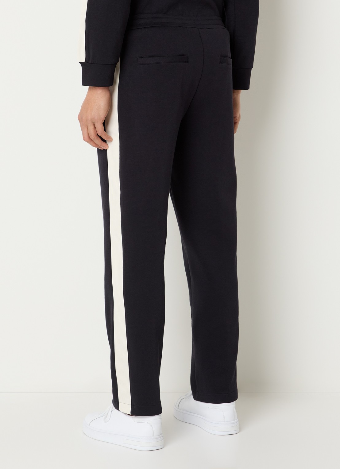 Armani Straight fit joggingsbroek met logoborduring en steekzakken - achterkant 3 donkerblauw