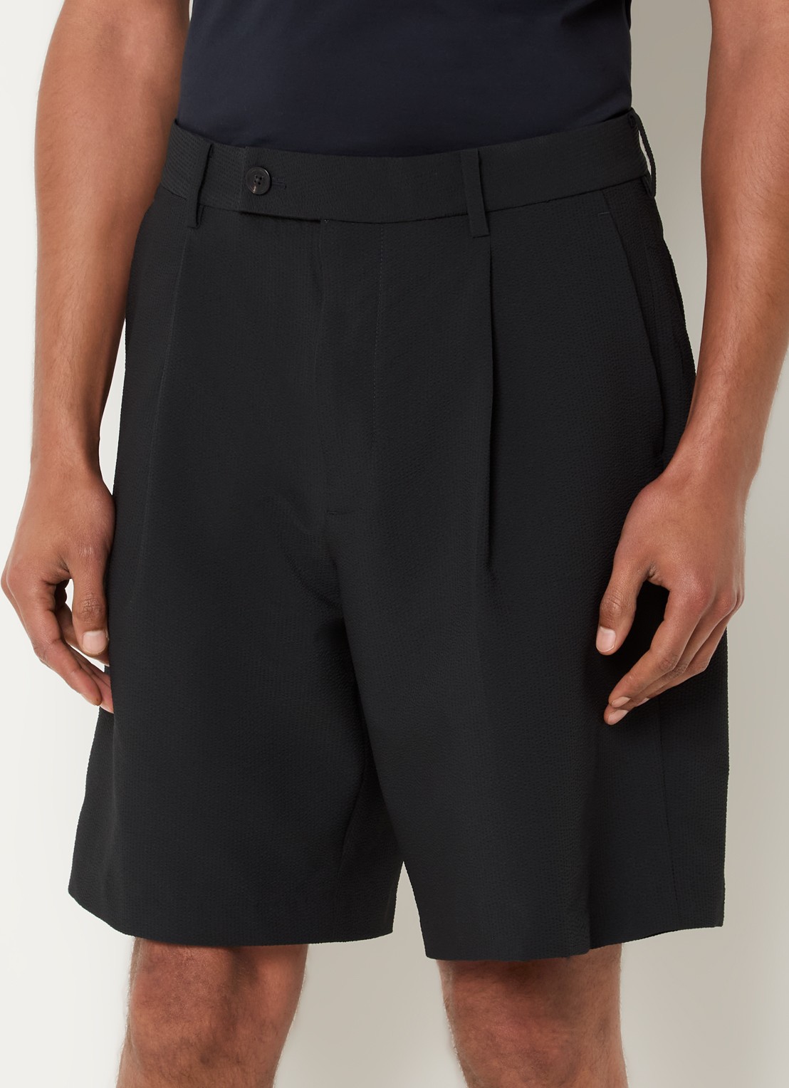 Armani Straight fit korte broek met steekzakken - detail 2 donkerblauw
