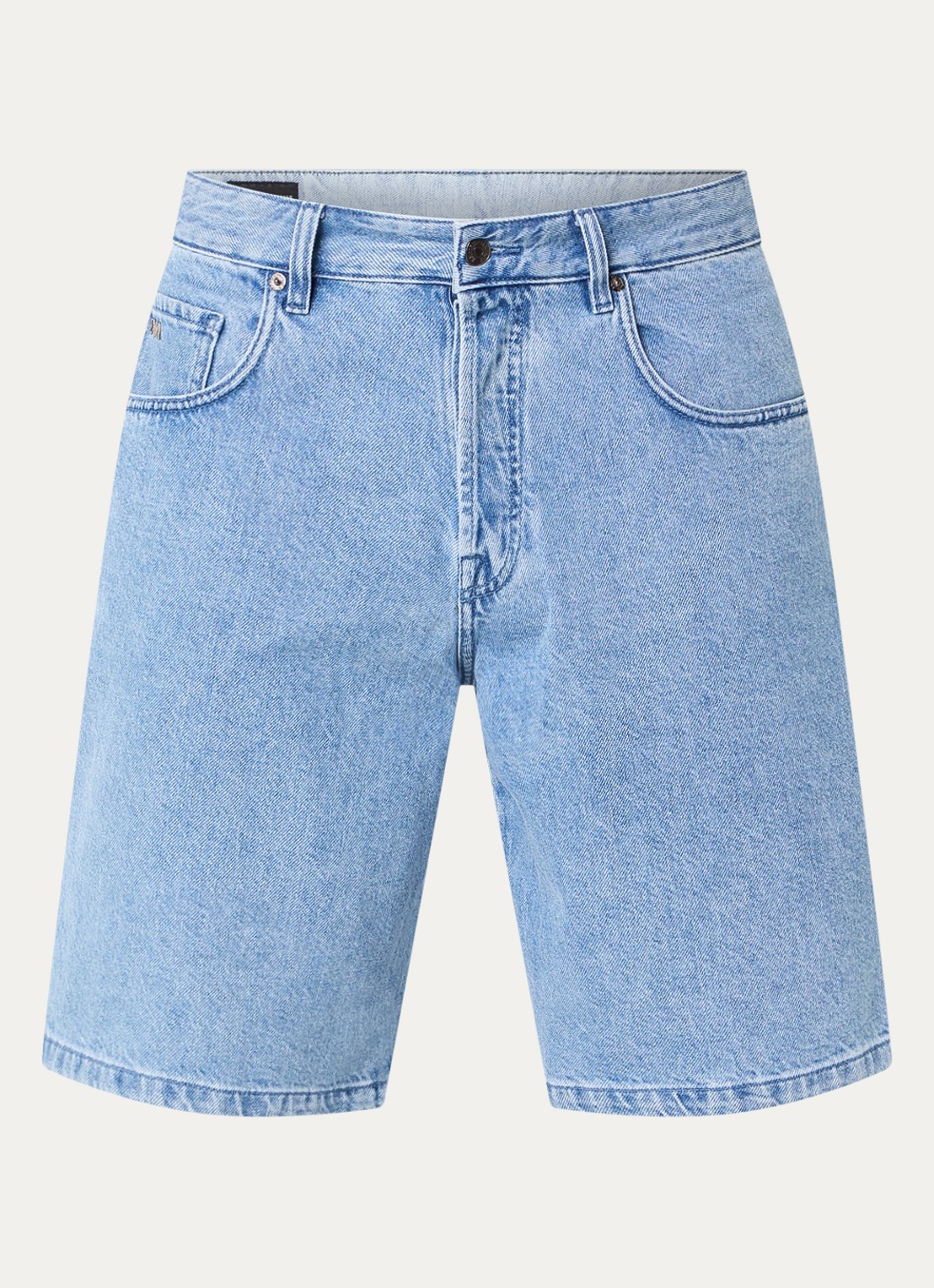 Armani Straight fit korte broek van denim met steekzakken - voorkant 3 lichtblauw