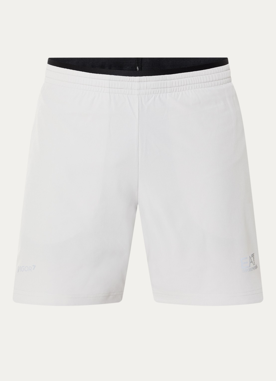 Armani Straight fit korte trainingsbroek met steekzakken - voorkant lichtgrijs