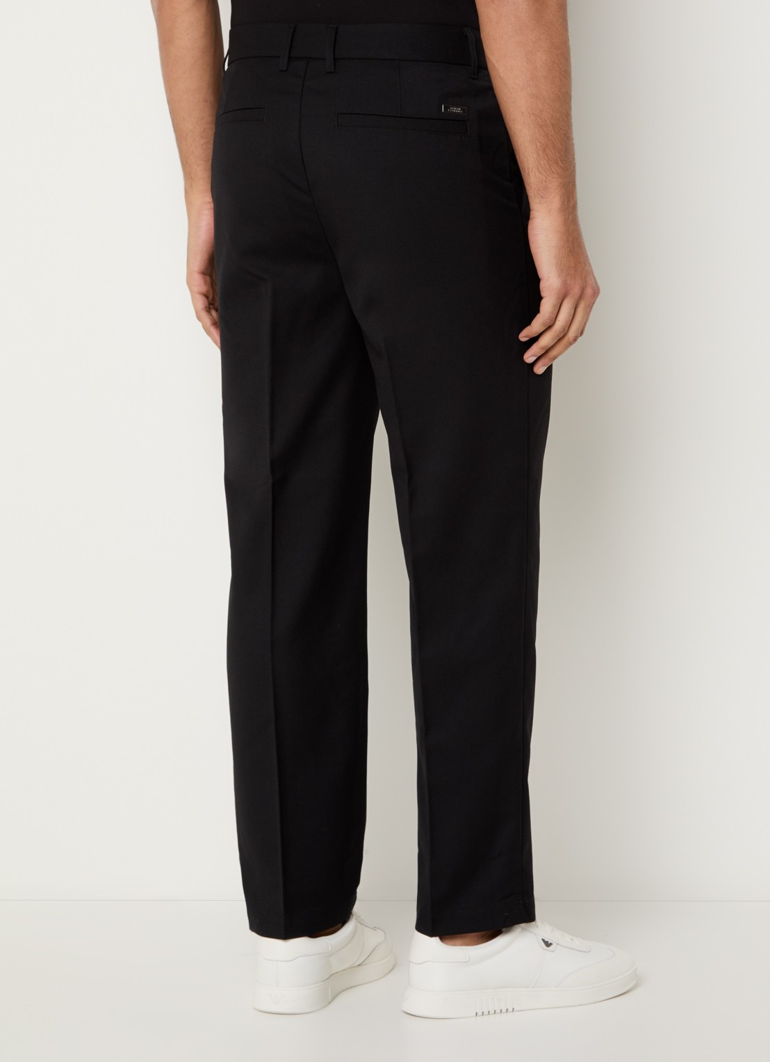 Armani Straight fit pantalon in wolblend met steekzakken - achterkant 5 zwart