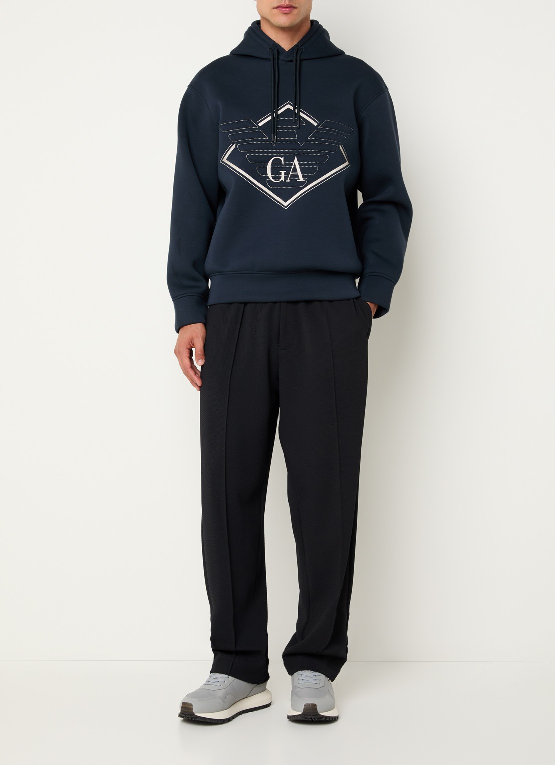 Armani Straight fit pantalon met ritszakken - voorkant 5 zwart