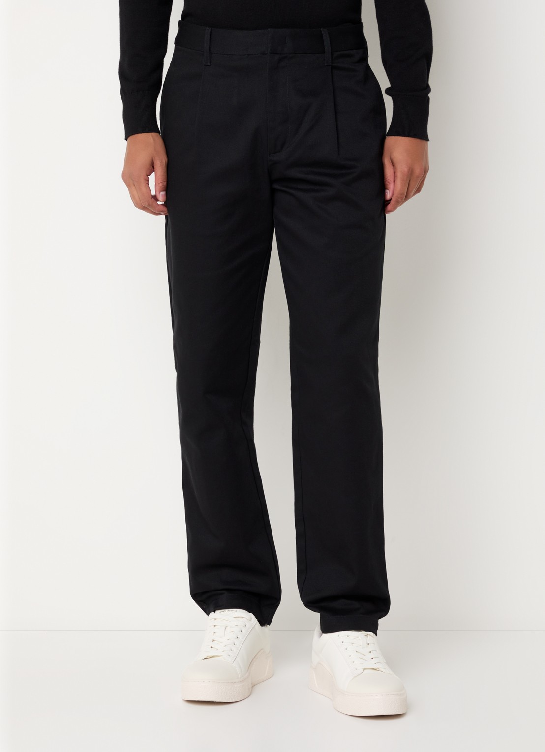 Armani Straight fit pantalon met steekzakken - detail 3 zwart
