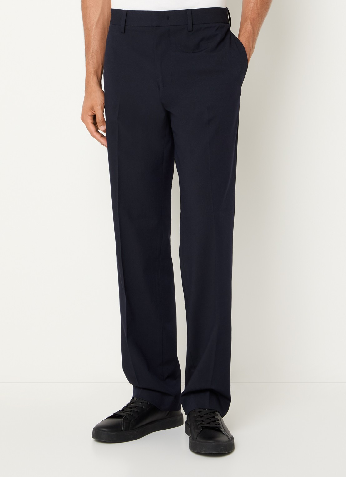 Armani Straight fit pantalon met steekzakken - detail 4 donkerblauw